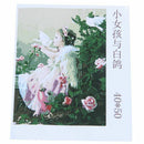 Diy oil painting, paint by number kit- Little girl and white pigeon