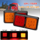 2Pcs 72 LED Rear Tail Light Brake Turn Signal Lamp 12V Trailer Truck Carava F8F7