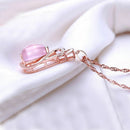 Fashion Women Opal Crystal Cat's Eye With Chain Pendant Necklace Jewelry Gift