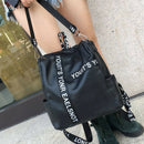 Casual Pu Washed Leather Letters Strip Backpack Korean Large Capacity Trave