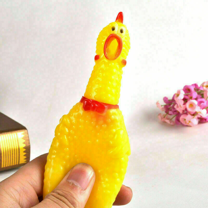 Squeeze Shrilling Screaming Rubber Chicken Pet Dog Bite Chew Gift Squeaker