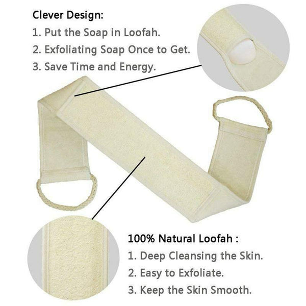 Loofah Exfoliating Back Scrubber For Shower, Double Side Scrubbing Strap, B N9I2