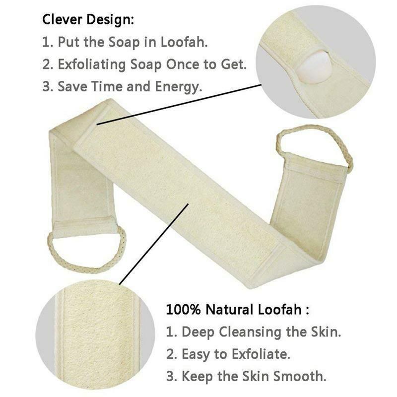 Loofah Exfoliating Back Scrubber For Shower, Double Side Scrubbing Strap, B N9I2