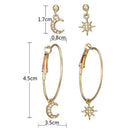 4X Bohemian Large Circle Earrings Ear Clip Crystal Moon Star Stud Jewelry  Z