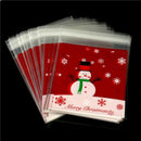 100 pcs Sachets Pouches Snowman Packing Bag for Cookies Biscuits Candy