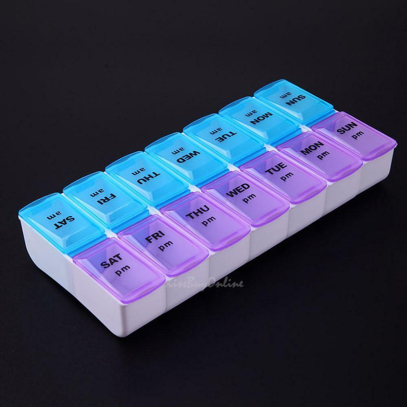 14 Slot 7 Day Pill Organizer Box Weekly Case Holder Travel Medication Reminder