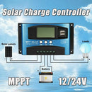 30A Mppt Solar Charge Controller Dual Usb Lcd Display 12V 24V Auto Solar Ce