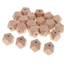 20 Pieces Natural Unpainted Beech Wood Loose Octagonal Beads for DIY Necklace