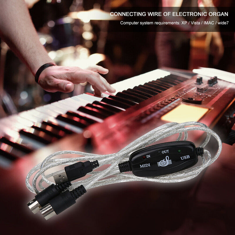 USB Interface to MIDI Converter Music Keyboard Piano Cord Cable Adapter A