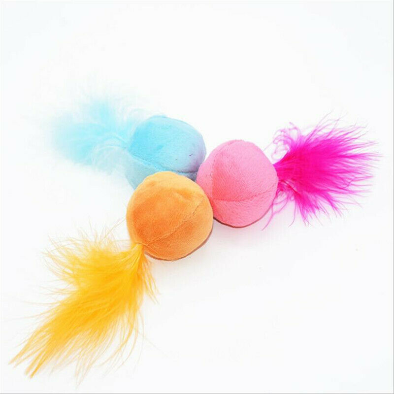 Sound flannel toys ball hair ring bell feather teaser cat toys pet cat supp J8N9