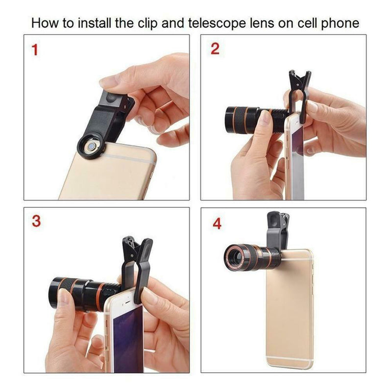 12x Optical Zoom Clip-on HD Telescope Camera Lens For Universal Mobile Phone