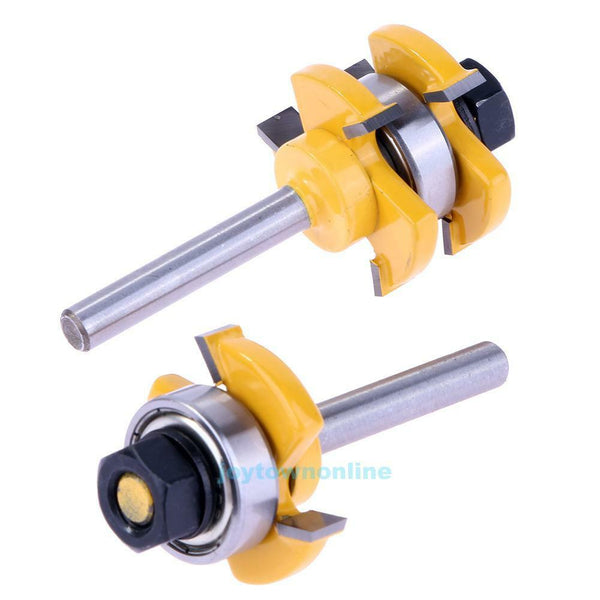 2Pcs Alloy Tongue & Groove Router Bit Set 3/4 Stock 1/4 Shank Woodworking Tools