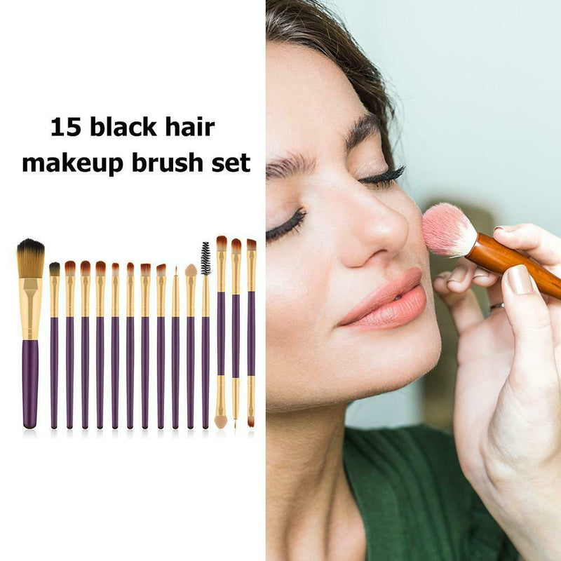 15pcs Makeup Brushes Kit Wood Handle Eyes Face Cosmetic Beauty Pens (120) A