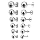 6 pairs Surgical Stainless Steel Round Bead Ball Stud Earrings Set Bead Ear V7U8