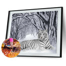 DIY Diamond White Tiger Painting Cross Stitch Needlework Crafts Decor