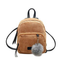 Girl Mini Backpack Women Fur Ball Winter Velvet Shoulder Bag(Khaki)