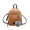 Girl Mini Backpack Women Fur Ball Winter Velvet Shoulder Bag(Khaki)