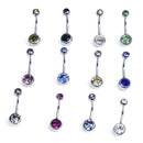 12 Surgical Steel Mix Crystal Belly Navel Barbell Bar Ring U5X3