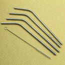 4 Stainless Steel Threaded Drinking Straws + 1 Cleaner Reusable Metal Endur