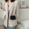 Pure Color Leather Mini Shoulder Bags Women Chain Messenger Bags (Black)