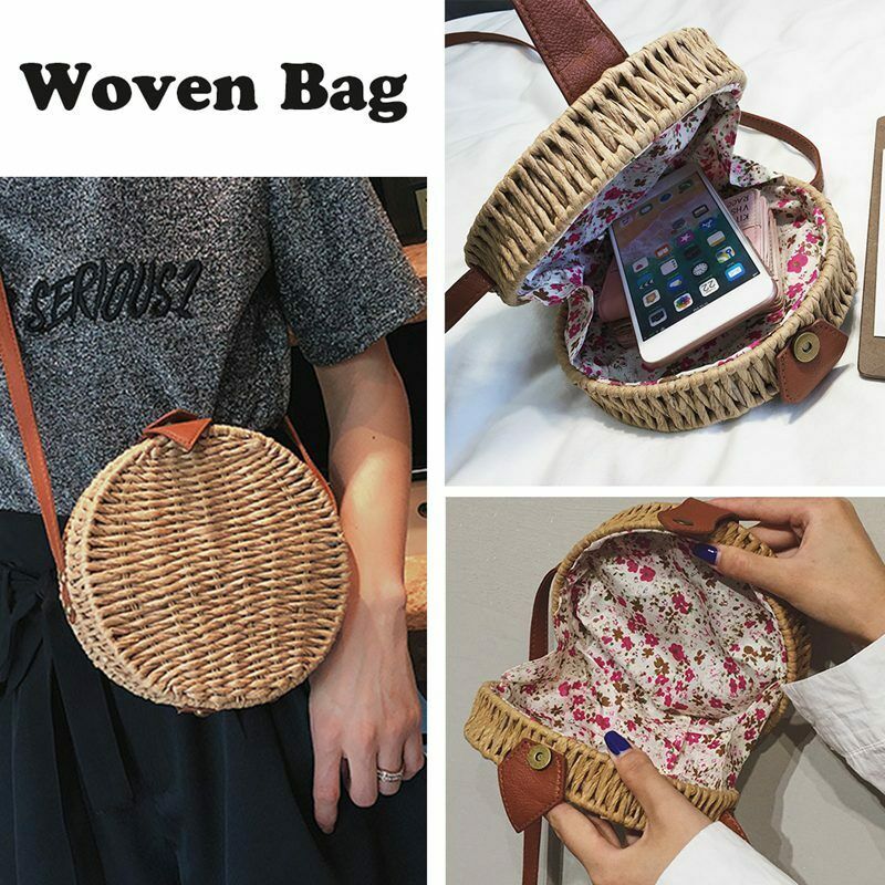 Natural Woven Straw Bag Shoulder Cross-Body Female Bag Seaside Holiday Bag  H5R6