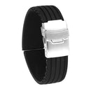 20mm Waterproof Stripe Pattern Silicone Watch Band Strap (Black) U1A4