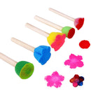 5Pcs/Set Children Diy Painting Sponge Brush Toys Wooden Handle Learning Tool  Dz