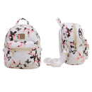 Women Backpack High Quality Floral Printing PU Leather Backpack(white) SN9F