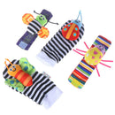 4 Pcs New Baby Infant Foot Socks Rattles Wrist Rattles Multicolor BX