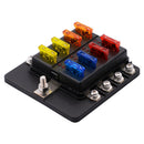 8 Way Blade Fuse Block Box Holder LED Light 12-32V Circuit Caravan Truck Car