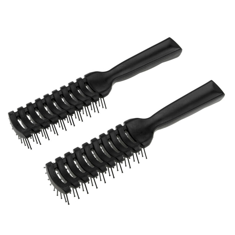 (Pack 2) 7.7'' Plastic Black Handle Ribs Hair Comb Brushes, Hair Comb for