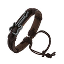 Women Men Adjustable Bracelet with Brown Leather Guitar 17 mm