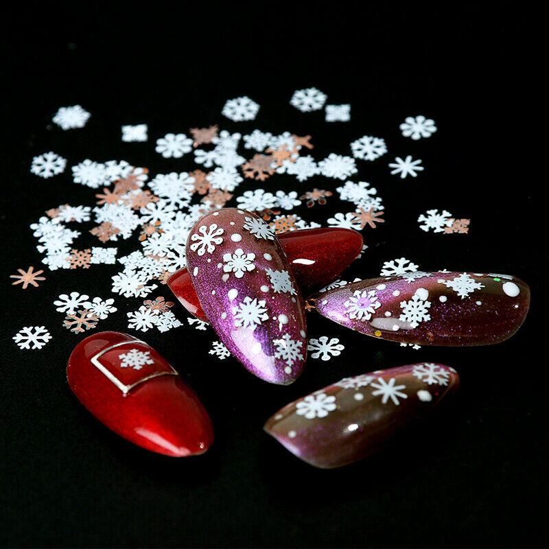 Mixed Nail Metal Flakes White Snowflakes DIY Christmas Decorations Slice Stic Fh