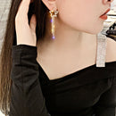 Zircon Five-Pointed Star Earrings Long Temperament Fringed Crystal Earrings