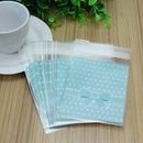 50 Pcs Plastic Adhesive Dot Bowknot Design Blue Bag For Candies Cookies Biscuit