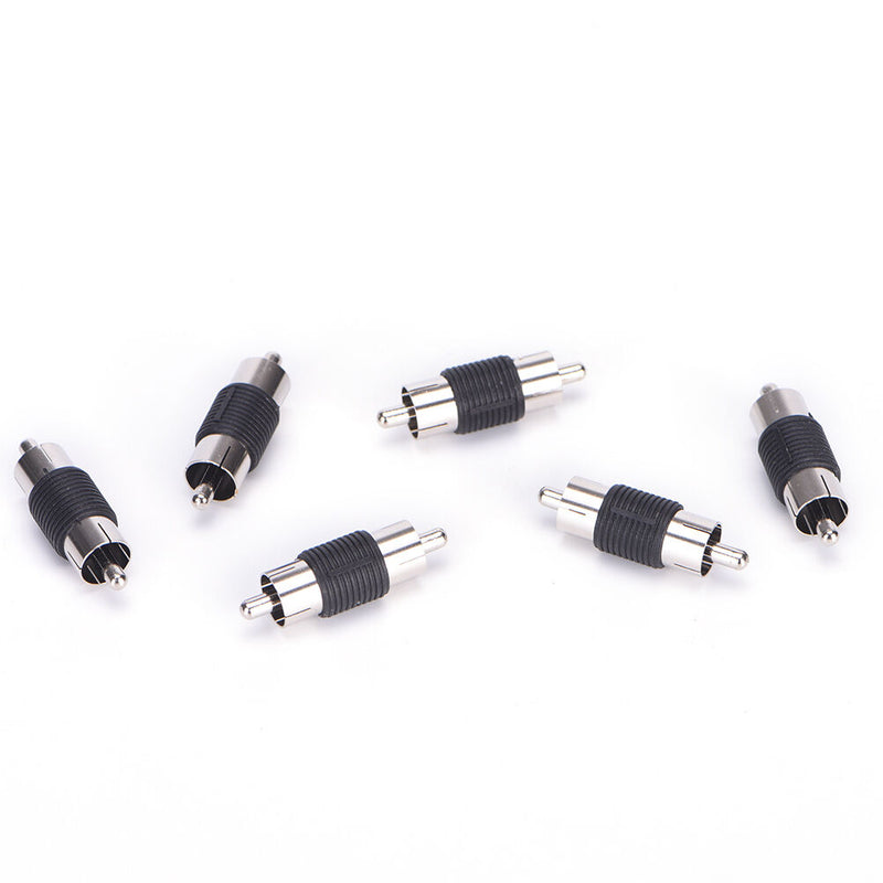 6 Pcs Straight AV RCA Male to Male Connectors Couplers Adapters  JR