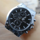 Men Fashion Casual Steel Belt Glass Mirror Three Eyes Quartz Bracelet Watch