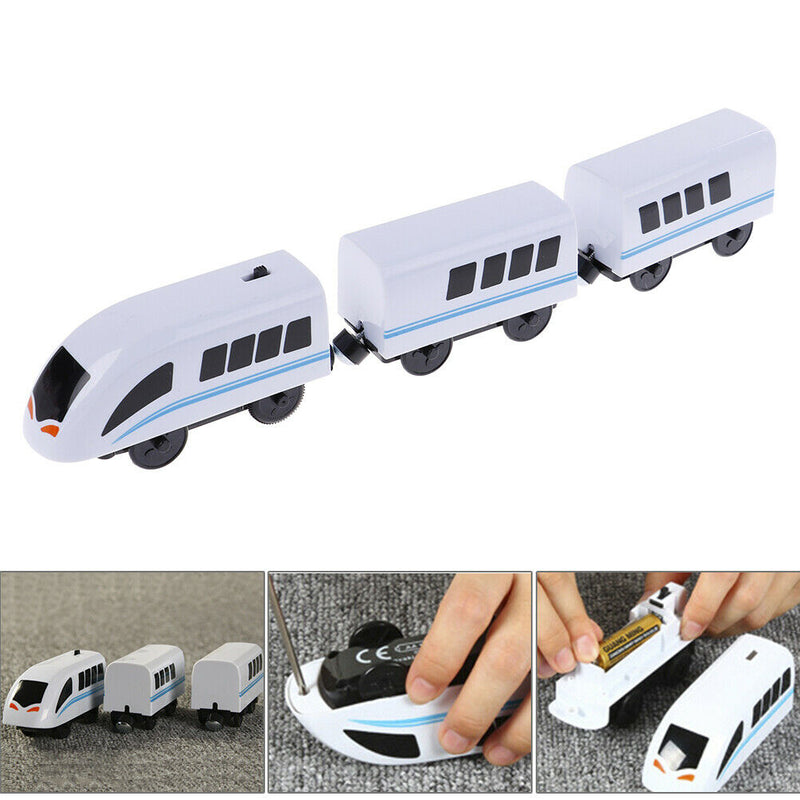 3Pcs White combination of magnetic electric locomotive train for wooden trackÂ·q