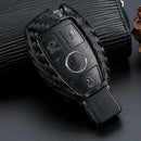 Carbon Fiber Car Key Case Cover Fob Holder Accessories For Mercedes-Benz Pretty