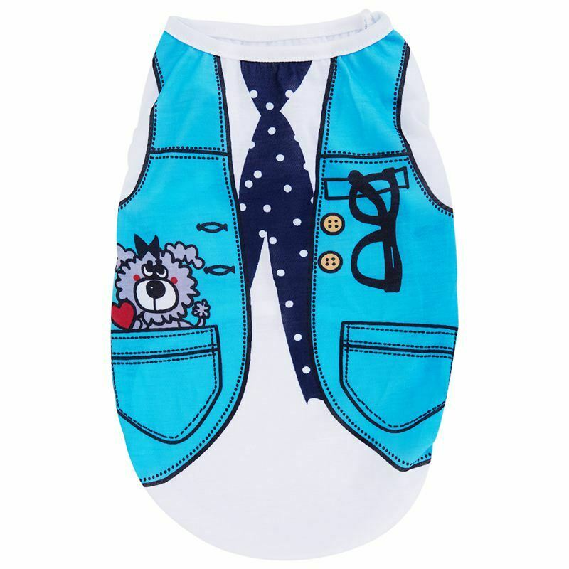 Puppy Dog Costume T-shirt Summer Round Neck Tops Tee Playsuit Dog Clothes A J9S7