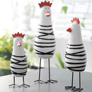 Home Decorative Craft 3Pcs Little Happy Chicken Family Set Wood Chicken Dec