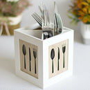 Tabletop Wooden Box Handmade Fork Chopstick Kitchen Storage Tableware Holder