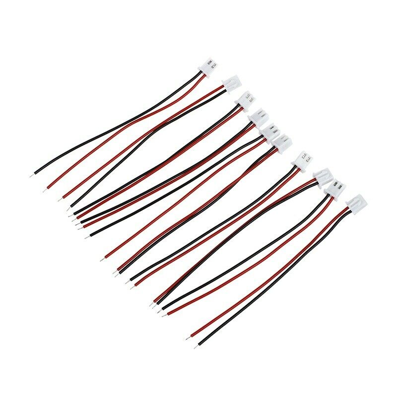 10pcs black red JST XH2.54-2P connector cable, cable length 100mm J6B8