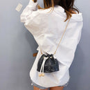 Women Bag With Sequins Bucket Bag Crossbody Bags For Women Fashion PU Leath