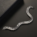 Mens Stainless Steel Chain Classic Bracelet Curb Link Fashion Wristband 19CM
