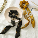 Elegant Women'S Stretch Hair Band Printed Flowers Hair Ring Bow Hair Ring P
