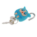 Blue Owl Cartoon Padlock Security Lock -Key Kid Gift Travel Lock Bag Lock