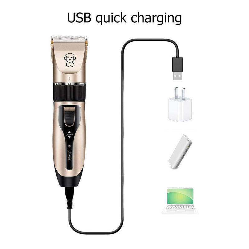 Professional Pet Hair Trimmer Kit Electric Dog Cat Grooming Clipper Machine