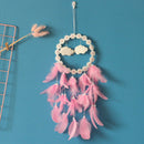 LED Flower Cloud Feather Dreamcatcher String Light Decorative Lamp (Pink) A