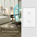 2 Gang WiFi Smart Light Wall Switch Touch Panel Voice Control US Standard A